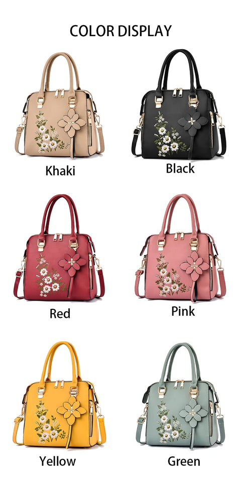 Yogodlns Luxury Embroidery Handbag – PU Leather Crossbody for Women | حقيبة فاخرة مطرزة Yogodlns – حقيبة كروس بود من جلد PU للنساء