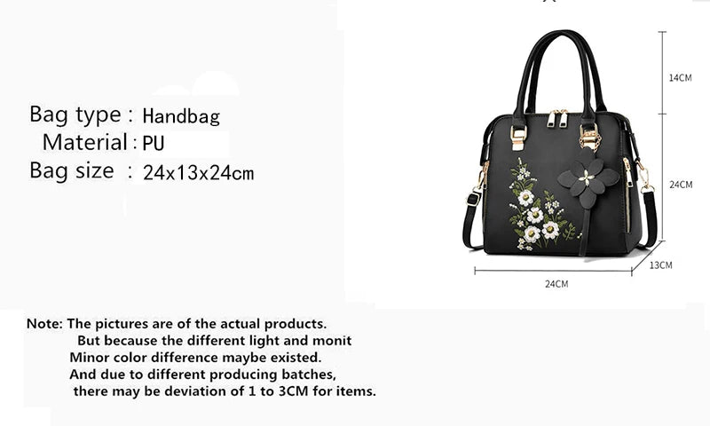 Yogodlns Luxury Embroidery Handbag – PU Leather Crossbody for Women | حقيبة فاخرة مطرزة Yogodlns – حقيبة كروس بود من جلد PU للنساء