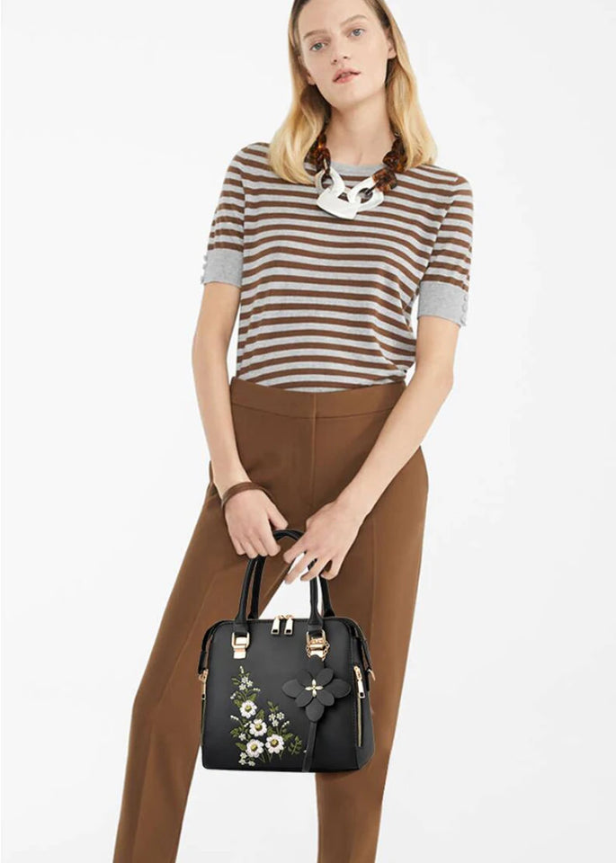 Yogodlns Luxury Embroidery Handbag – PU Leather Crossbody for Women | حقيبة فاخرة مطرزة Yogodlns – حقيبة كروس بود من جلد PU للنساء