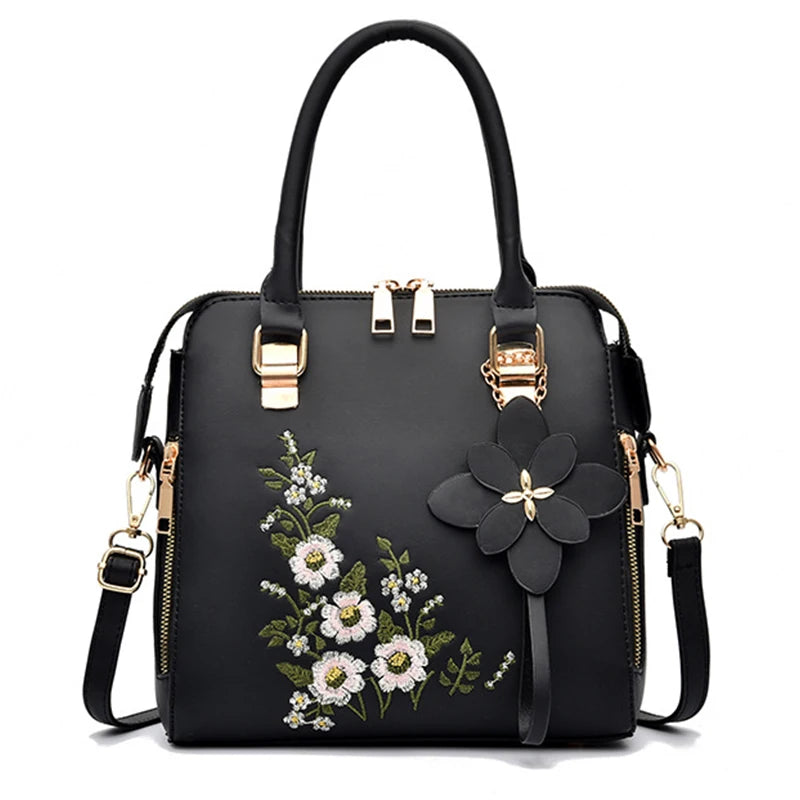 Yogodlns Luxury Embroidery Handbag – PU Leather Crossbody for Women | حقيبة فاخرة مطرزة Yogodlns – حقيبة كروس بود من جلد PU للنساء