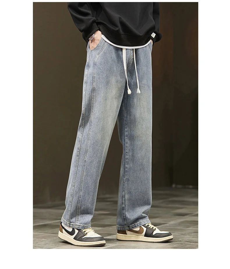 Autumn Winter Men’s Cotton Jeans – Baggy Cargo Denim Pants S-4XL | جينز رجالي من القطن للخريف والشتاء – بنطلون دنيم واسع مع جيوب S-4XL