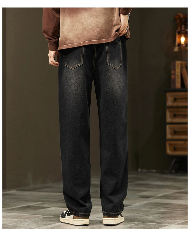 Autumn Winter Men’s Cotton Jeans – Baggy Cargo Denim Pants S-4XL | جينز رجالي من القطن للخريف والشتاء – بنطلون دنيم واسع مع جيوب S-4XL