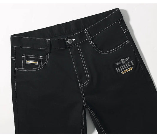 2024 New Summer Mens Black Jeans  Bruce&Shark Best Jeans for Men Loose Fit Cowboy Pants Casual Stretch Cotton  Straight Leg