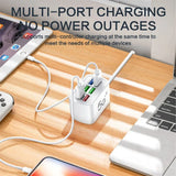Fast USB Charger 6-in-1 Desktop Charging Station – 1m Cord, USB Hub | شاحن USB سريع 6 في 1 – محطة شحن مكتبية، سلك 1م، هاب USB