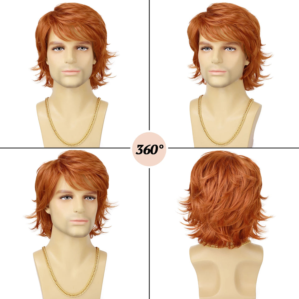 Synthetic Men’s Wig – Short Black Layered, Heat Resistant | شعر مستعار صناعي للرجال – قصير أسود طبقات، مقاوم للحرارة