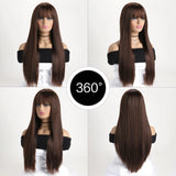 26 Inch Long Straight Synthetic Wig for Women – Fashion, Daily & Party | شعر مستعار صناعي طويل مستقيم 26 بوصة للنساء – أزياء، يومي وحفلات