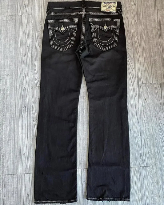 Vintage Hip Hop Street Leisure Denim Pants Buddha Y2k Gothic Fashion Embroidered Straight Leg Wide Leg Jeans Men Clothing