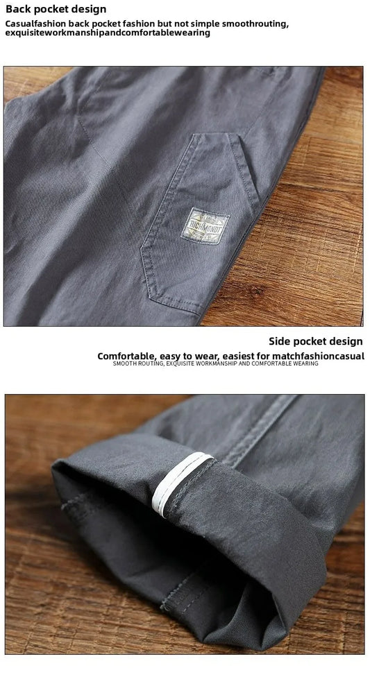 Autumn Winter Men's Vintage Slim Pants Fashion Business Casual Cotton Solid Straight Elastic Waist Trousers Male Brand Clothing