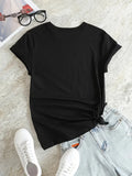 Heart Print Women’s T-Shirt – Short Sleeve, Crew Neck | تي شيرت نسائي بطبعة قلب – كم قصير، ياقة مستديرة