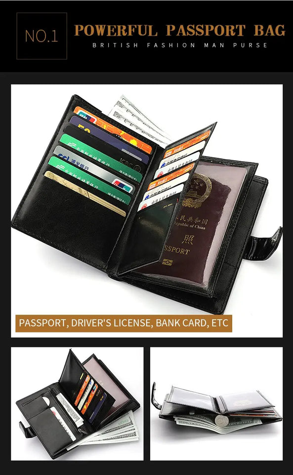 Stylish Travel Passport Bag & Wallet Compact Organizer for Travel Documents, Cards & Cash