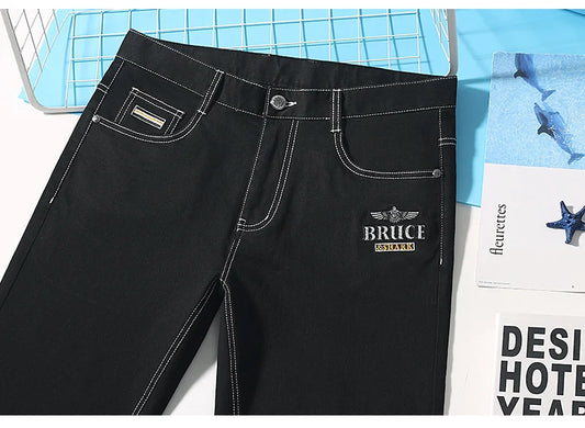 2024 New Summer Mens Black Jeans  Bruce&Shark Best Jeans for Men Loose Fit Cowboy Pants Casual Stretch Cotton  Straight Leg