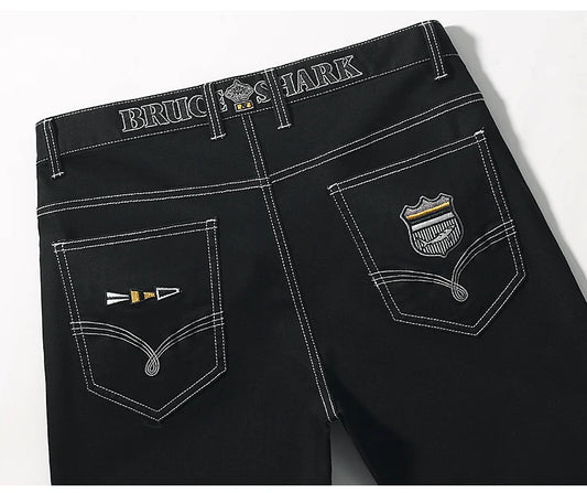 2024 New Summer Mens Black Jeans  Bruce&Shark Best Jeans for Men Loose Fit Cowboy Pants Casual Stretch Cotton  Straight Leg