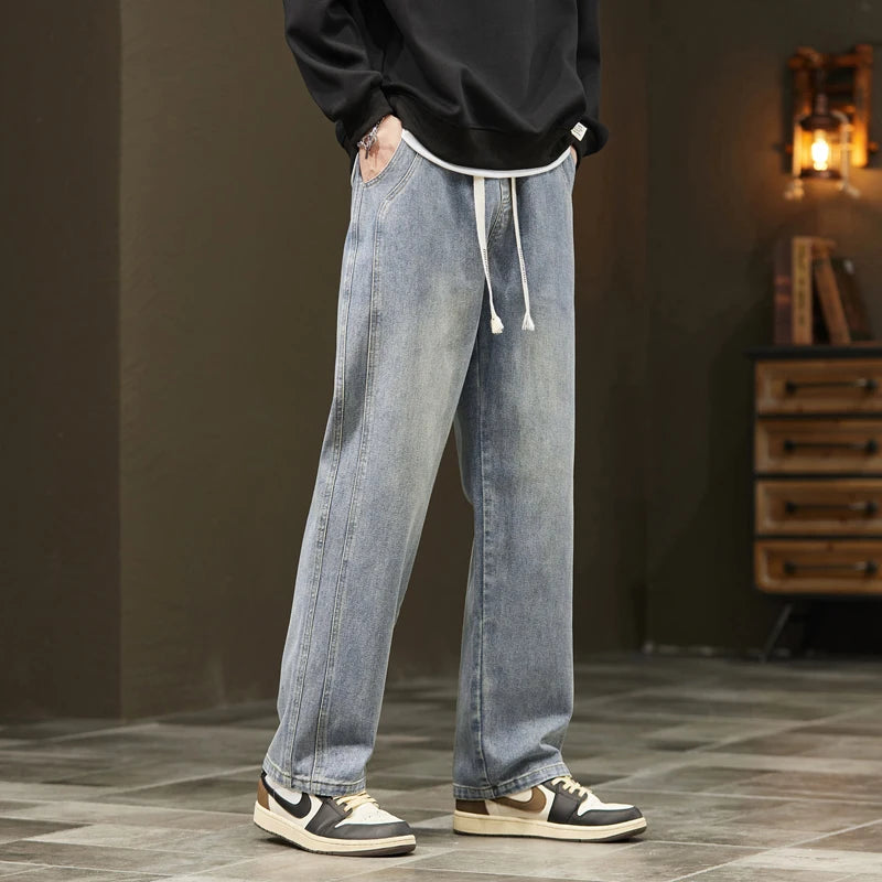 Autumn Winter Men’s Cotton Jeans – Baggy Cargo Denim Pants S-4XL | جينز رجالي من القطن للخريف والشتاء – بنطلون دنيم واسع مع جيوب S-4XL