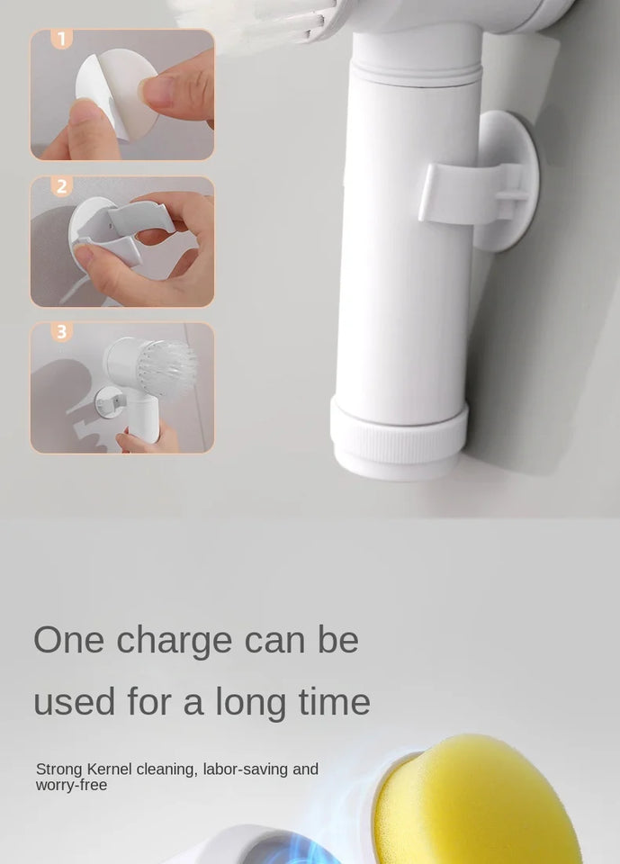 Multi-functional Electric Cleaning Brush – Kitchen & Bathroom, Wireless Power Scrubber | فرشاة كهربائية متعددة الاستخدام – المطبخ والحمام، جهاز تنظيف لاسلكي