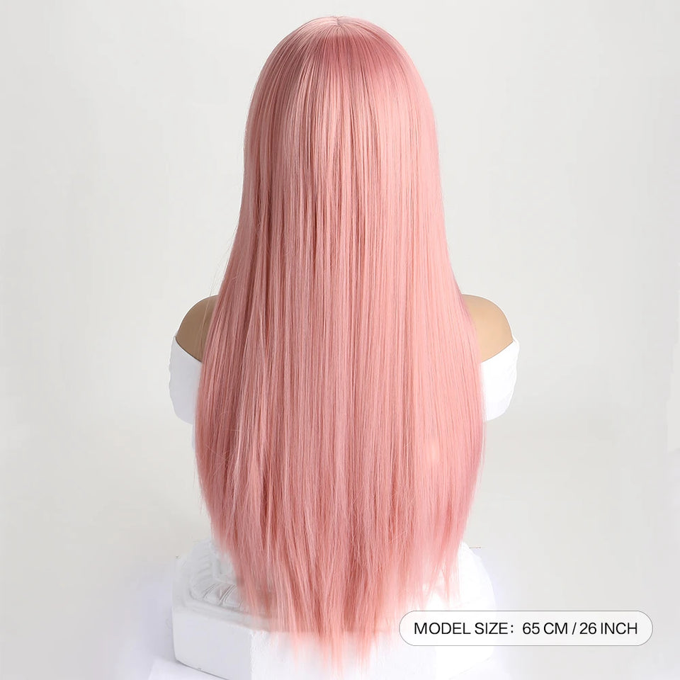26 Inch Long Straight Synthetic Wig for Women – Fashion, Daily & Party | شعر مستعار صناعي طويل مستقيم 26 بوصة للنساء – أزياء، يومي وحفلات