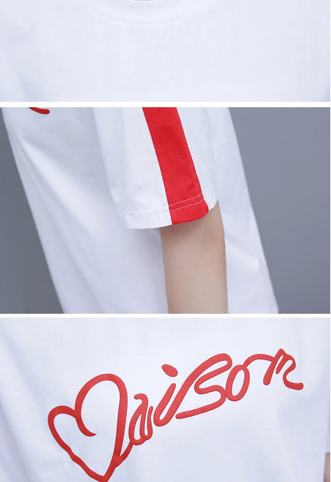 Women’s Casual Sports Suit – 2-Piece Summer Set, Short Sleeve Top & Wide Leg Pants | بدلة رياضية نسائية كاجوال – طقم مكون من قطعتين، قميص بأكمام قصيرة وسروال واسع