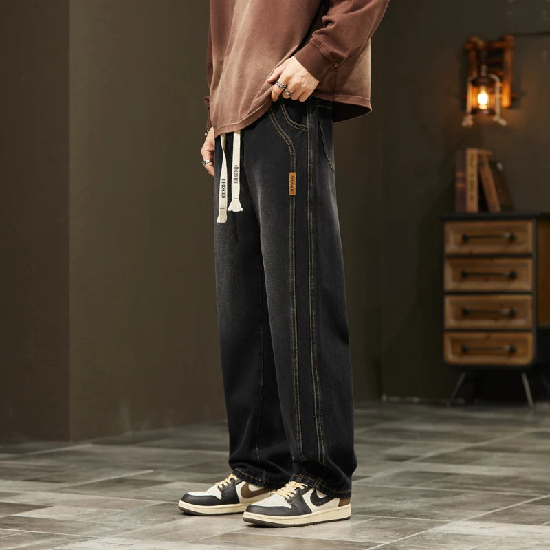 Autumn Winter Men’s Cotton Jeans – Baggy Cargo Denim Pants S-4XL | جينز رجالي من القطن للخريف والشتاء – بنطلون دنيم واسع مع جيوب S-4XL