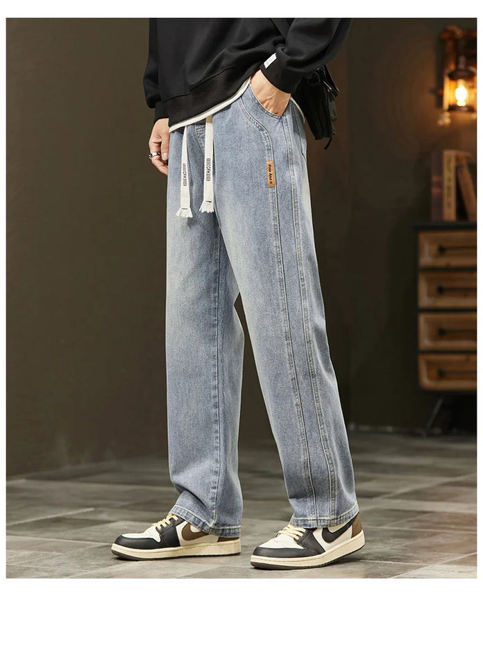 Autumn Winter Men’s Cotton Jeans – Baggy Cargo Denim Pants S-4XL | جينز رجالي من القطن للخريف والشتاء – بنطلون دنيم واسع مع جيوب S-4XL