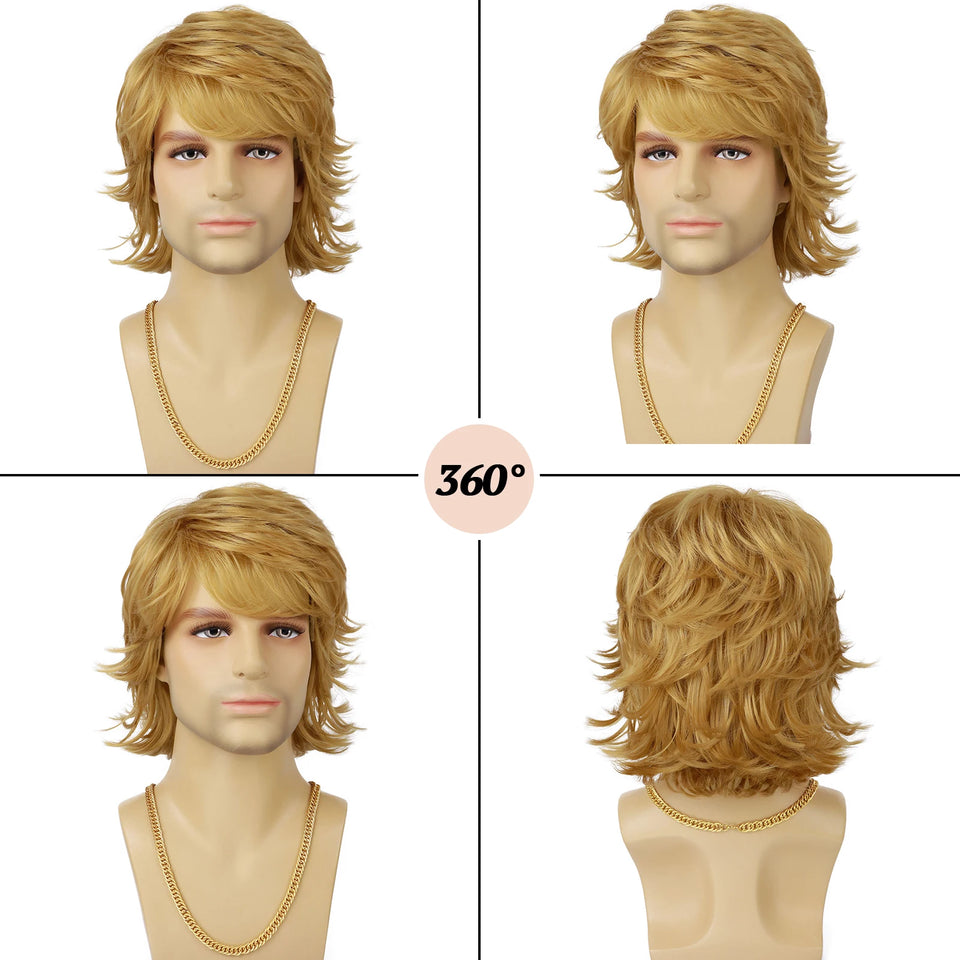 Synthetic Men’s Wig – Short Black Layered, Heat Resistant | شعر مستعار صناعي للرجال – قصير أسود طبقات، مقاوم للحرارة