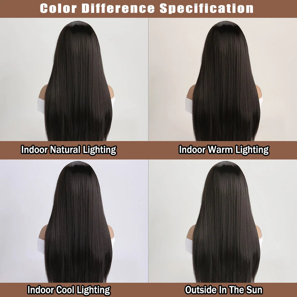 26 Inch Long Straight Synthetic Wig for Women – Fashion, Daily & Party | شعر مستعار صناعي طويل مستقيم 26 بوصة للنساء – أزياء، يومي وحفلات