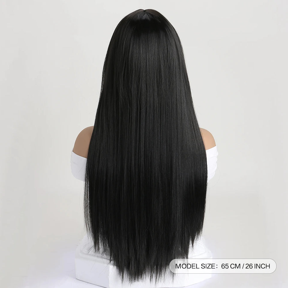 26 Inch Long Straight Synthetic Wig for Women – Fashion, Daily & Party | شعر مستعار صناعي طويل مستقيم 26 بوصة للنساء – أزياء، يومي وحفلات