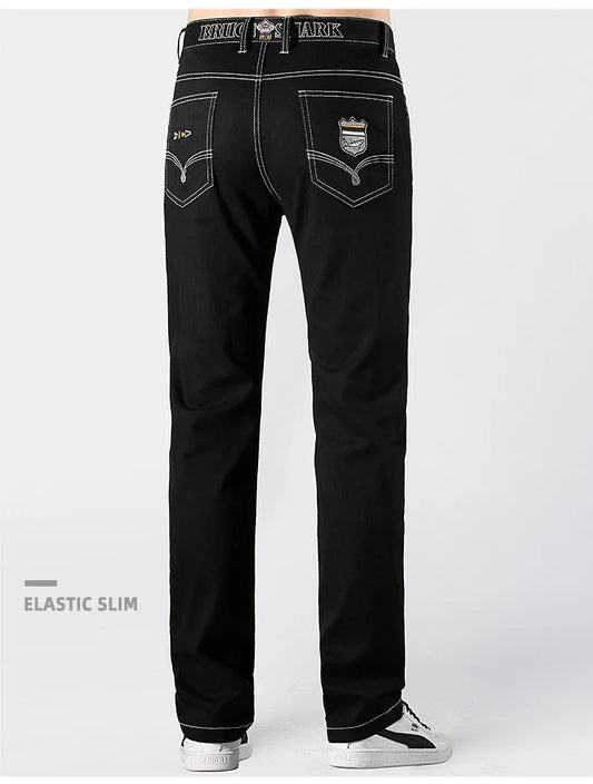 2024 New Summer Mens Black Jeans  Bruce&Shark Best Jeans for Men Loose Fit Cowboy Pants Casual Stretch Cotton  Straight Leg