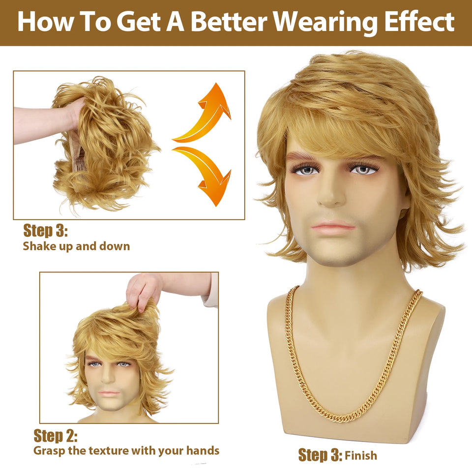 Synthetic Men’s Wig – Short Black Layered, Heat Resistant | شعر مستعار صناعي للرجال – قصير أسود طبقات، مقاوم للحرارة