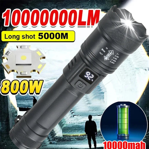 2000LM LED Tactical Flashlight USB Rechargeable High-Brightness Torch for Outdoor & Emergency Use