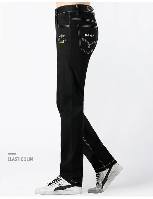 2024 New Summer Mens Black Jeans  Bruce&Shark Best Jeans for Men Loose Fit Cowboy Pants Casual Stretch Cotton  Straight Leg