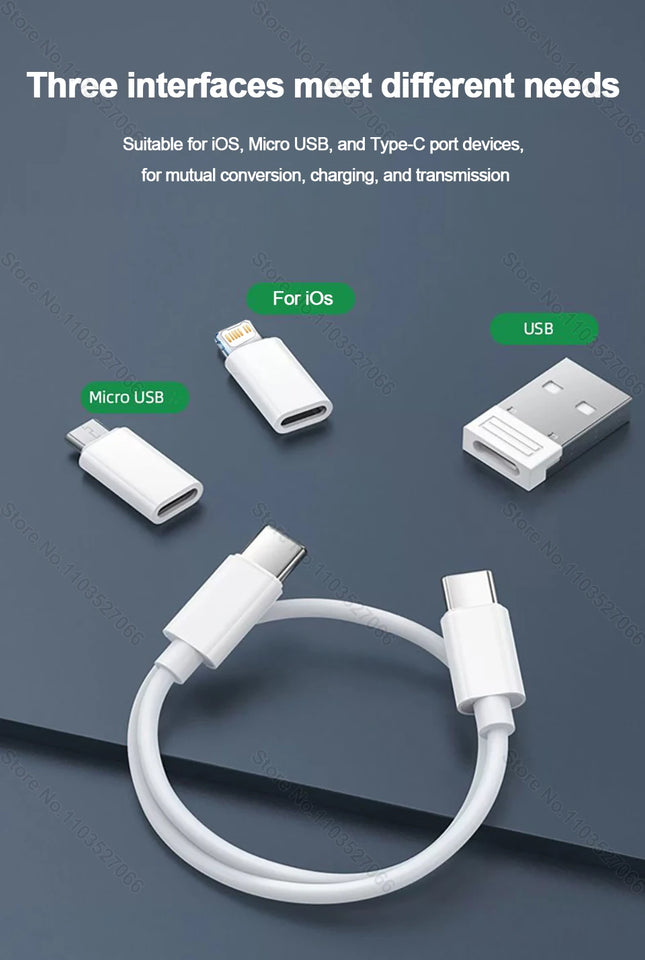 PD 60W Multifunctional Type-C Cable Set High-Speed Charging Kit with Multiple Connectors
