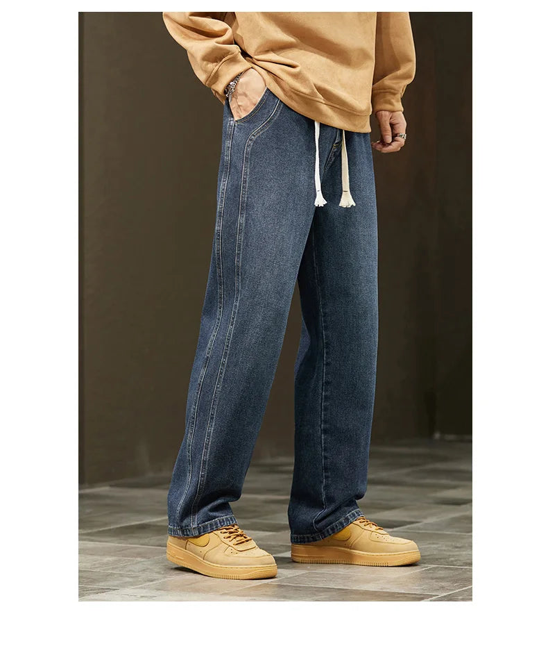 Autumn Winter Men’s Cotton Jeans – Baggy Cargo Denim Pants S-4XL | جينز رجالي من القطن للخريف والشتاء – بنطلون دنيم واسع مع جيوب S-4XL