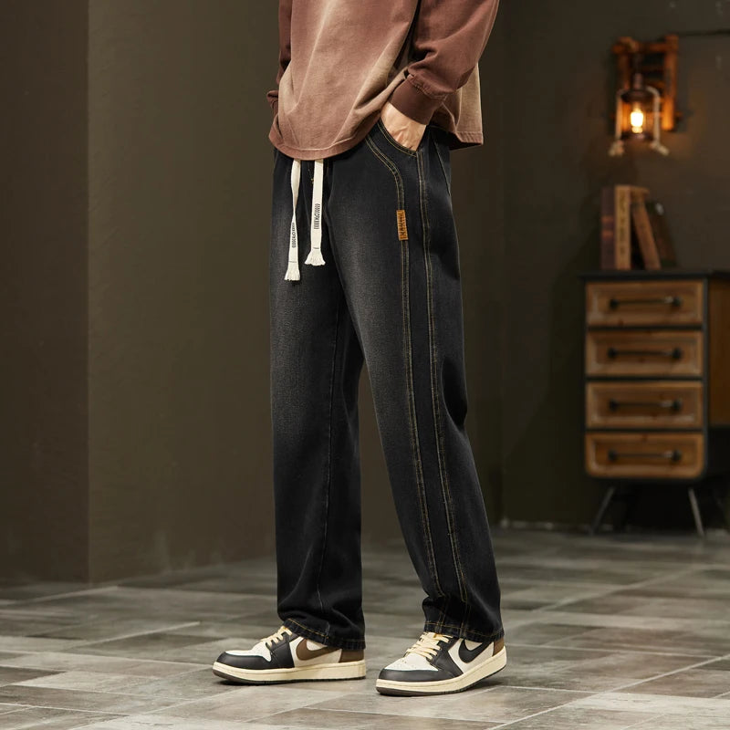 Autumn Winter Men’s Cotton Jeans – Baggy Cargo Denim Pants S-4XL | جينز رجالي من القطن للخريف والشتاء – بنطلون دنيم واسع مع جيوب S-4XL