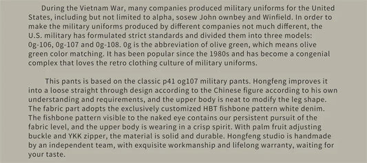 Red Tornado OG-107 Fatigue Pants Men Herringbone Twill Casual Trousers Army Green