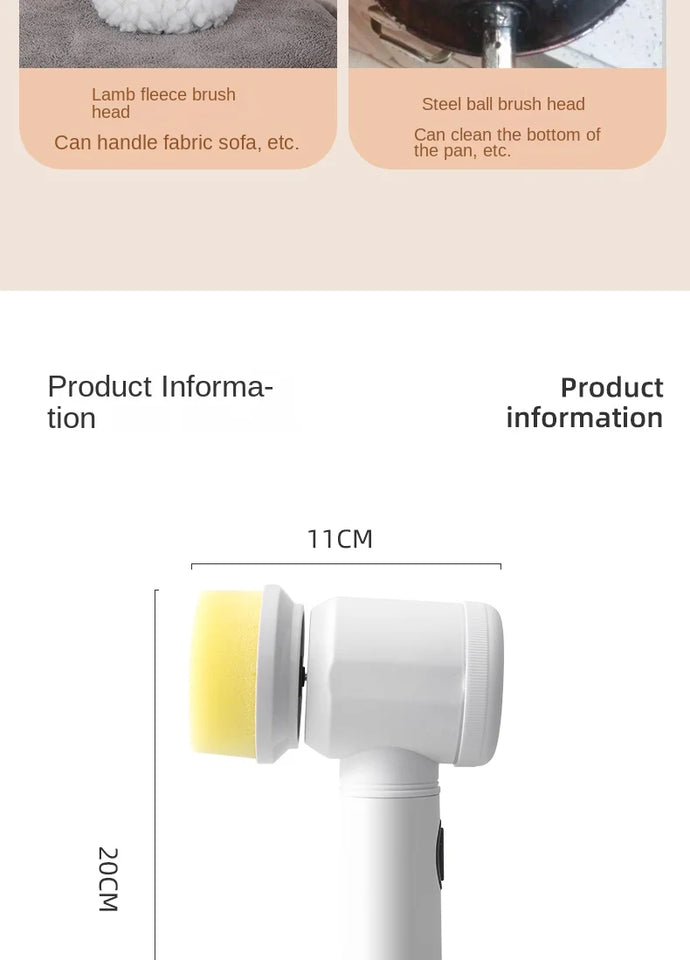 Multi-functional Electric Cleaning Brush – Kitchen & Bathroom, Wireless Power Scrubber | فرشاة كهربائية متعددة الاستخدام – المطبخ والحمام، جهاز تنظيف لاسلكي