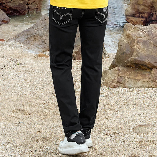2024 New Summer Mens Black Jeans  Bruce&Shark Best Jeans for Men Loose Fit Cowboy Pants Casual Stretch Cotton  Straight Leg