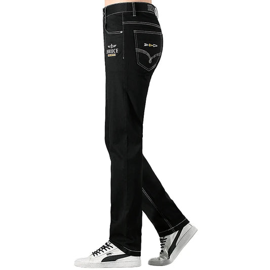 2024 New Summer Mens Black Jeans  Bruce&Shark Best Jeans for Men Loose Fit Cowboy Pants Casual Stretch Cotton  Straight Leg