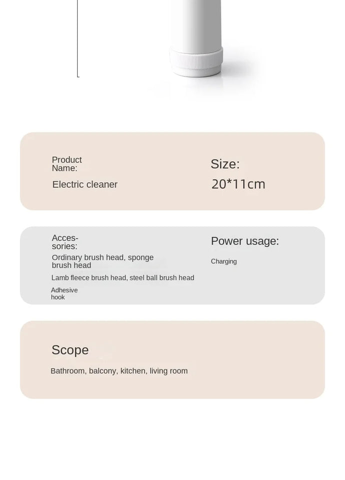 Multi-functional Electric Cleaning Brush – Kitchen & Bathroom, Wireless Power Scrubber | فرشاة كهربائية متعددة الاستخدام – المطبخ والحمام، جهاز تنظيف لاسلكي