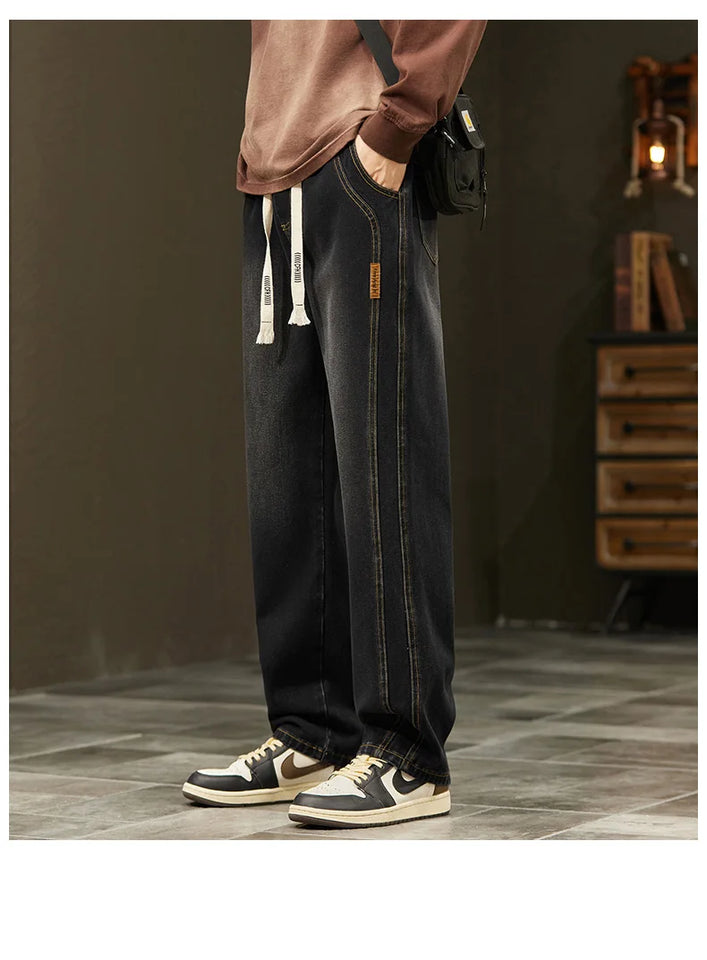 Autumn Winter Men’s Cotton Jeans – Baggy Cargo Denim Pants S-4XL | جينز رجالي من القطن للخريف والشتاء – بنطلون دنيم واسع مع جيوب S-4XL