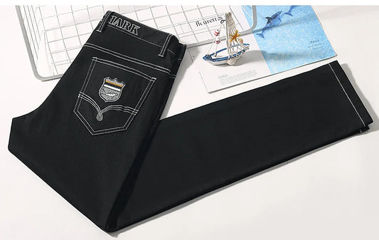 2024 New Summer Mens Black Jeans  Bruce&Shark Best Jeans for Men Loose Fit Cowboy Pants Casual Stretch Cotton  Straight Leg