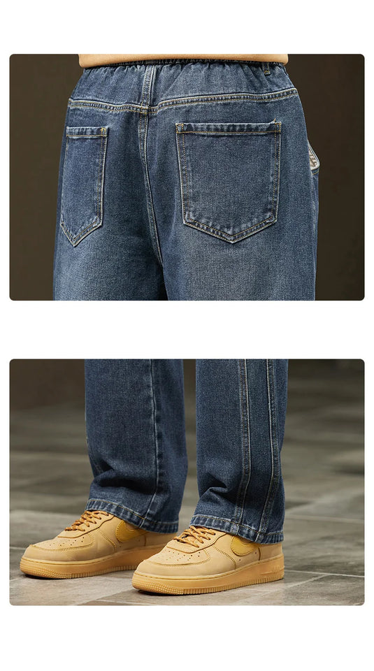 Autumn Winter Men’s Cotton Jeans – Baggy Cargo Denim Pants S-4XL | جينز رجالي من القطن للخريف والشتاء – بنطلون دنيم واسع مع جيوب S-4XL