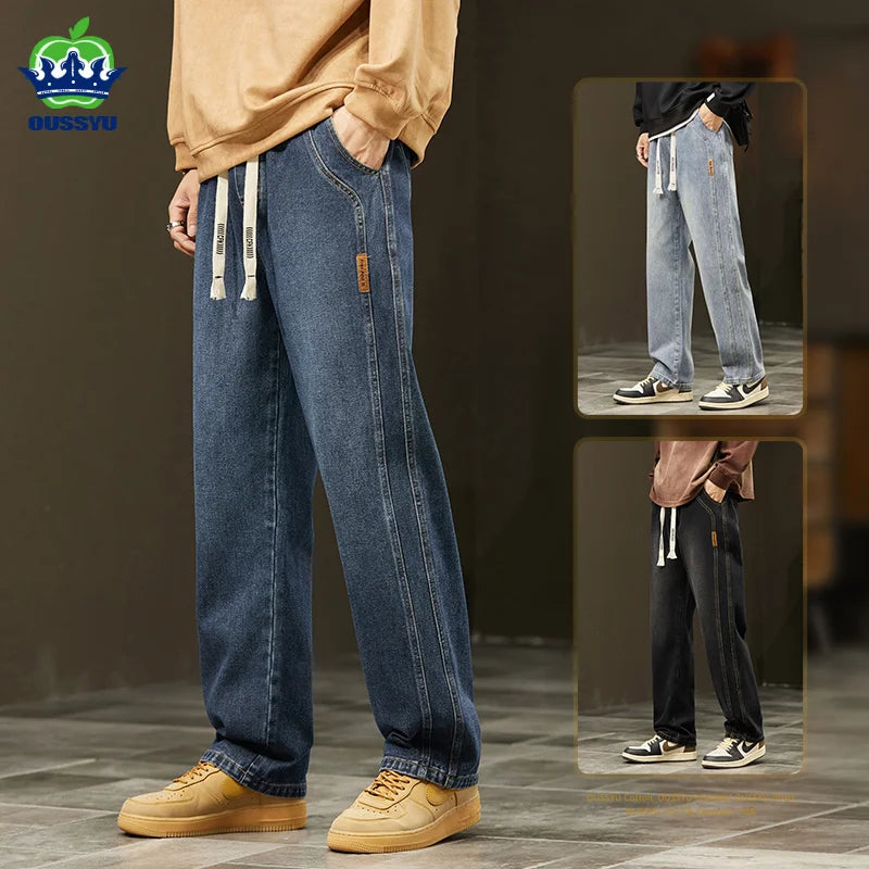 Autumn Winter Men’s Cotton Jeans – Baggy Cargo Denim Pants S-4XL | جينز رجالي من القطن للخريف والشتاء – بنطلون دنيم واسع مع جيوب S-4XL