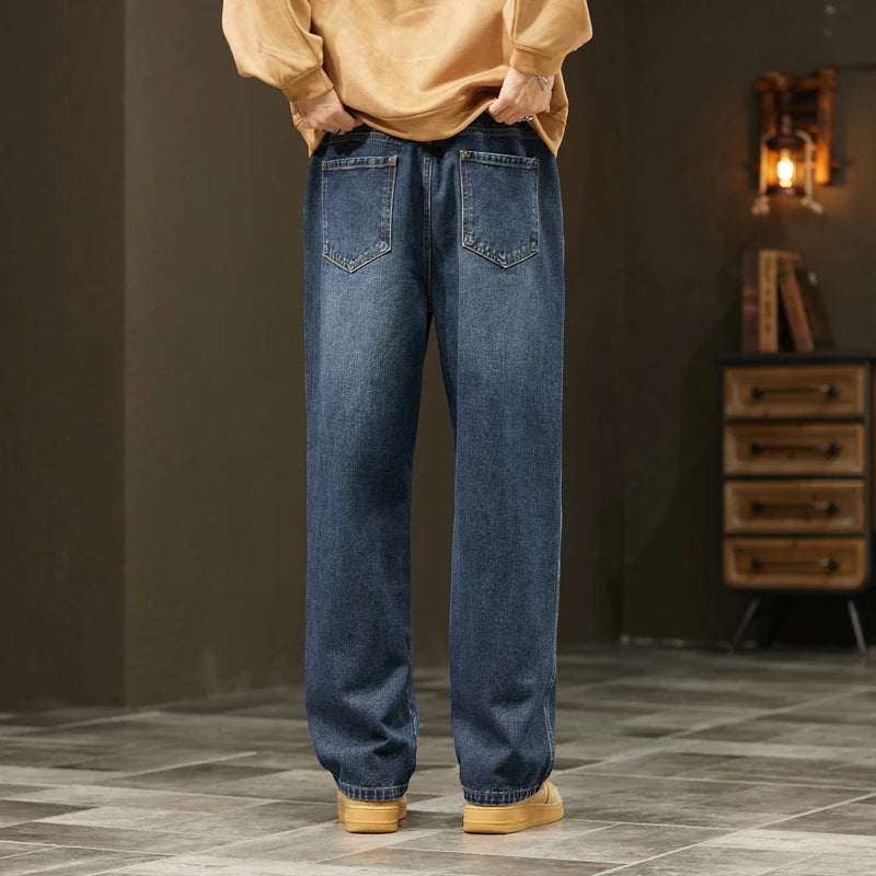 Autumn Winter Men’s Cotton Jeans – Baggy Cargo Denim Pants S-4XL | جينز رجالي من القطن للخريف والشتاء – بنطلون دنيم واسع مع جيوب S-4XL