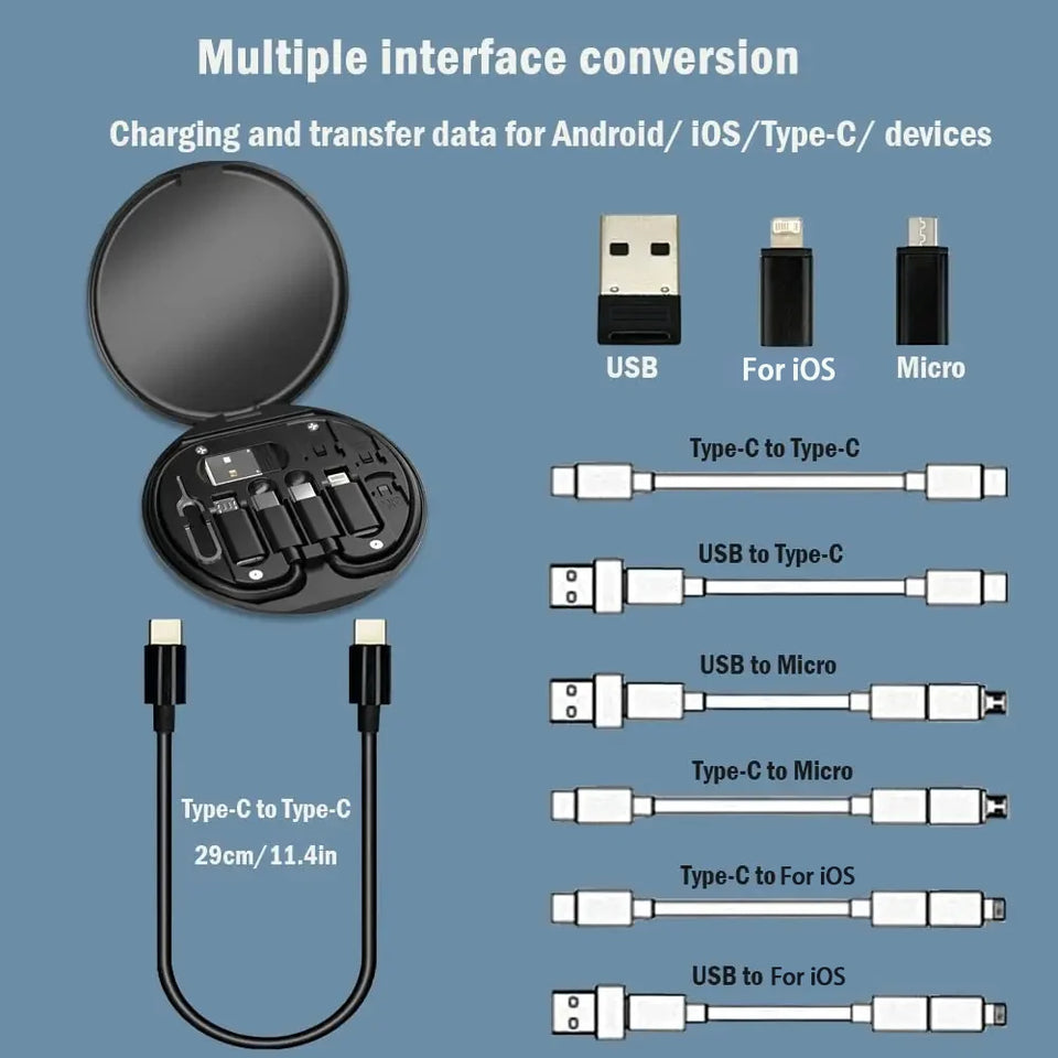 PD 60W Multifunctional Type-C Cable Set High-Speed Charging Kit with Multiple Connectors
