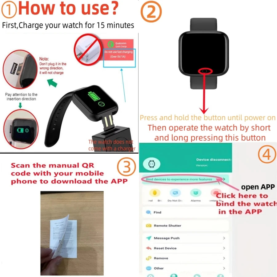 Smartwatch for Men & Women Fitness Tracker with Heart Rate, Steps & Notifications