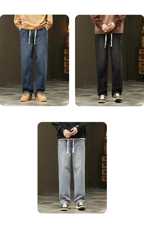 Autumn Winter Men’s Cotton Jeans – Baggy Cargo Denim Pants S-4XL | جينز رجالي من القطن للخريف والشتاء – بنطلون دنيم واسع مع جيوب S-4XL