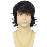 Synthetic Men’s Wig – Short Black Layered, Heat Resistant | شعر مستعار صناعي للرجال – قصير أسود طبقات، مقاوم للحرارة