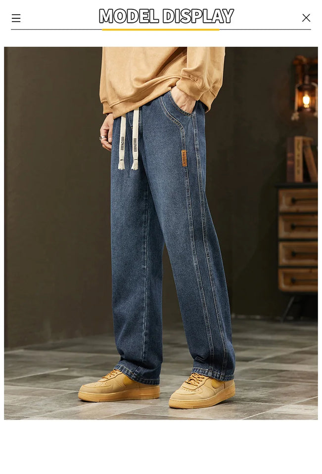 Autumn Winter Men’s Cotton Jeans – Baggy Cargo Denim Pants S-4XL | جينز رجالي من القطن للخريف والشتاء – بنطلون دنيم واسع مع جيوب S-4XL