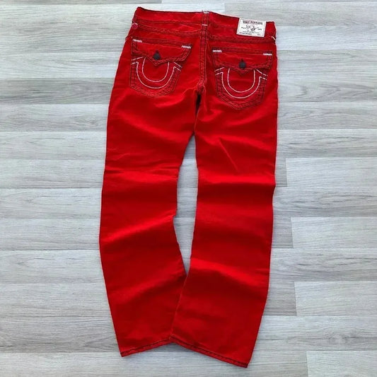 Vintage Hip Hop Street Leisure Denim Pants Buddha Y2k Gothic Fashion Embroidered Straight Leg Wide Leg Jeans Men Clothing