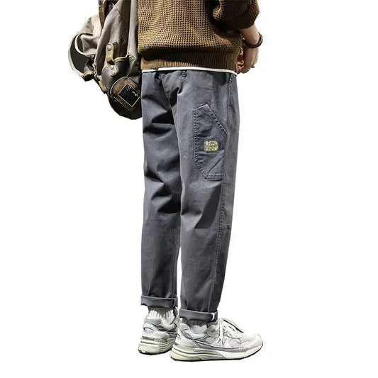 Autumn Winter Men's Vintage Slim Pants Fashion Business Casual Cotton Solid Straight Elastic Waist Trousers Male Brand Clothing