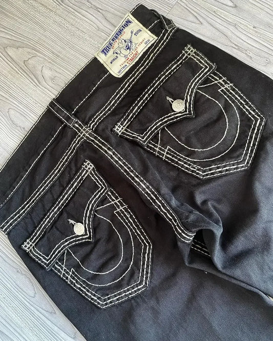 Vintage Hip Hop Street Leisure Denim Pants Buddha Y2k Gothic Fashion Embroidered Straight Leg Wide Leg Jeans Men Clothing